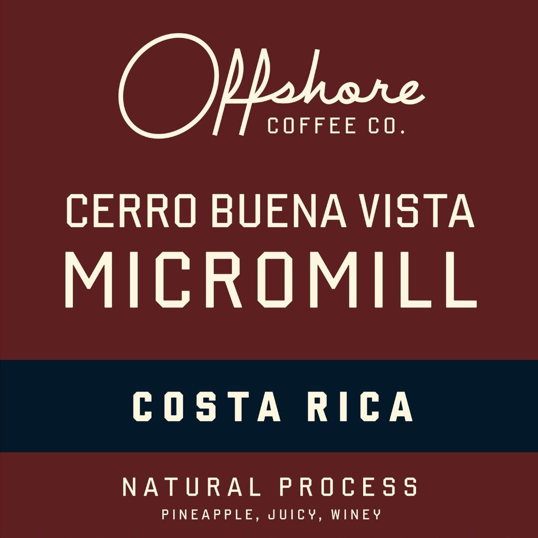 Offshore Coffee Co. label for Cerro Buena Vista Micromill Costa Rica coffee