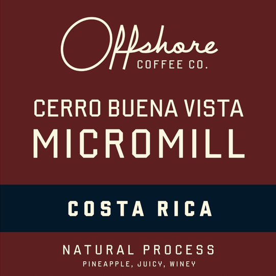 Offshore Coffee Co. label for Cerro Buena Vista Micromill Costa Rica coffee